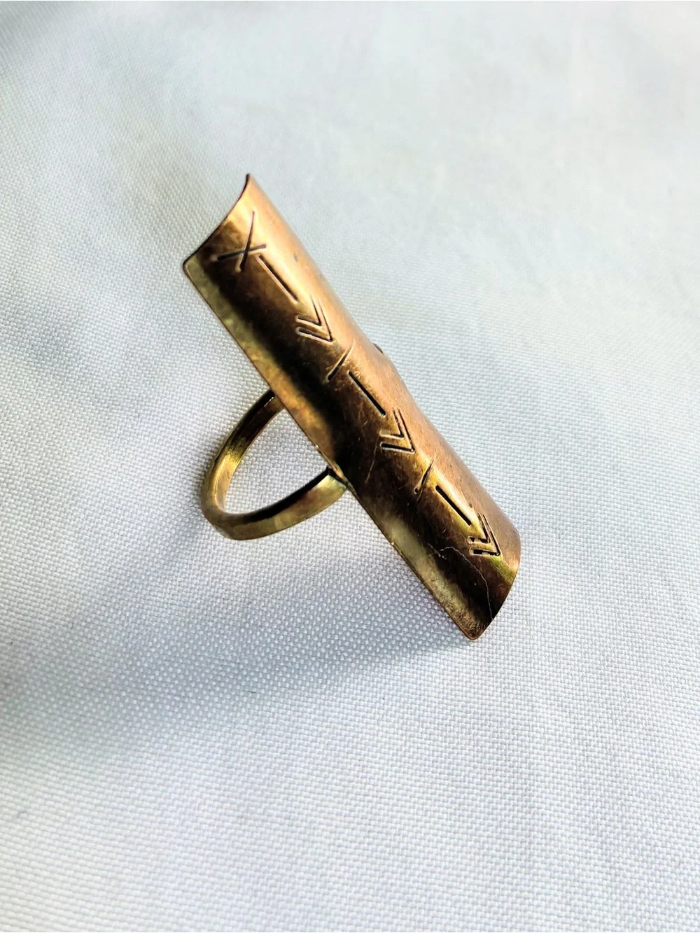 Gold-Tone Tribal Bar Statement Ring - Women Jewelry - Picture 2 of 9